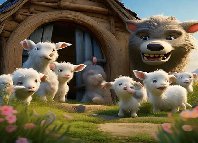 七只小山羊的儿童故事；幼儿故事七只小山羊和一个大灰狼