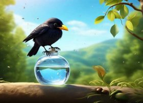 儿童故事乌鸦喝水的故事图片；幼儿故事乌鸦喝水全文图片