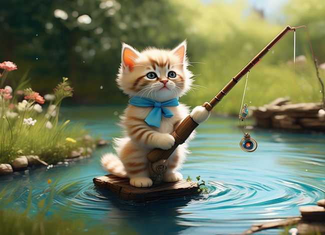 小猫钓鱼故事表演动作 小猫钓鱼故事表演动作图片