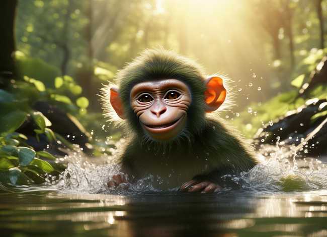 小猴子洗澡故事、小猴子洗澡故事图片