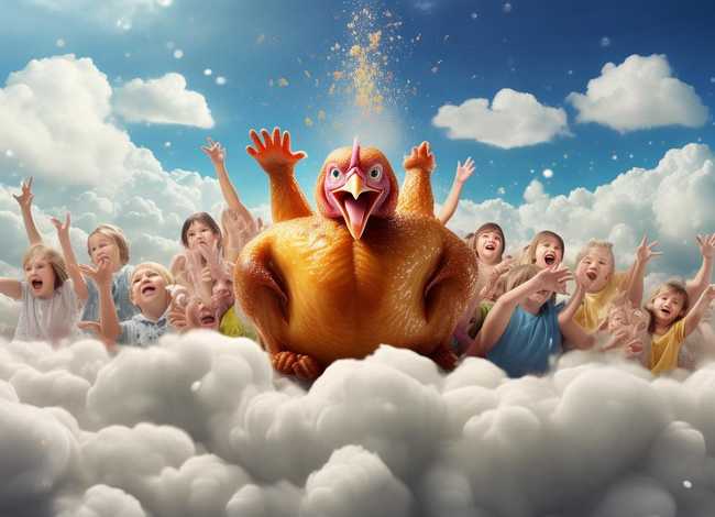 儿童故事云端掉下一只烤鸡来 - 《云端掉下一只烤鸡来》