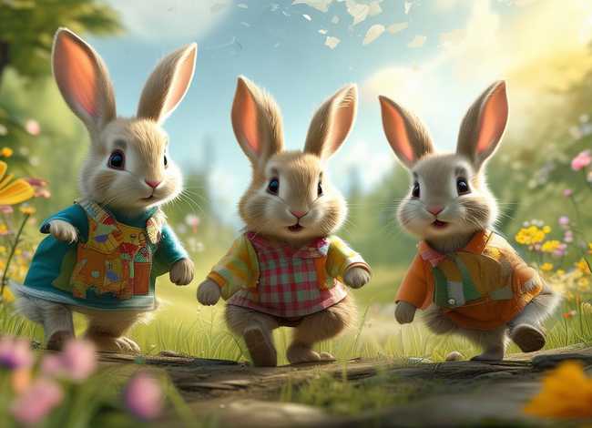 儿童故事三只小兔的故事 儿歌三只小兔的故事视频