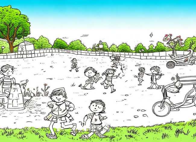 公园的儿童 - 公园的儿童简笔画