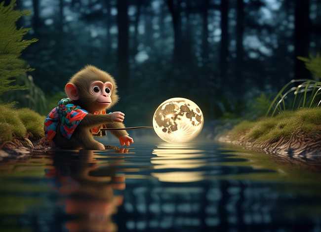 睡前故事小猴子捞月亮，宝宝睡前故事小猴子捞月亮朗诵版