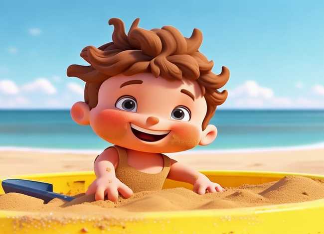 儿童玩沙子卡通图片，儿童玩沙子卡通图片可爱