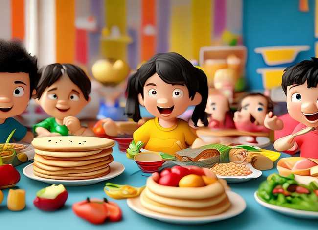 儿童吃饭卡通图片；儿童吃饭卡通图片大全
