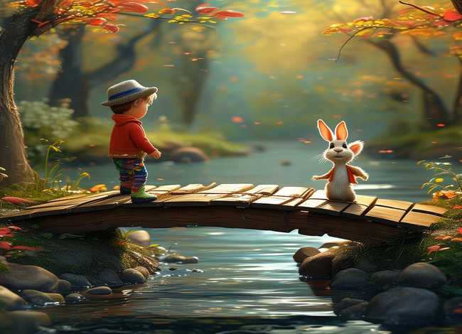 儿童童话故事《过河》 - 故事配画《过河》 儿童童话故事《过河》 - 故事配画《过河》