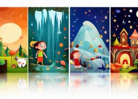 儿童故事四宫格绘画图片，幼儿四宫格故事简笔画