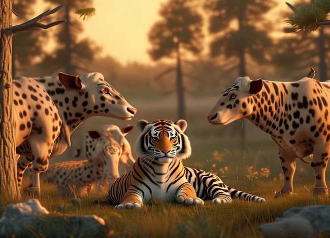 睡前儿童故事一只老虎和4只野牛 - 四只野牛和一只老虎的故事视频 睡前儿童故事一只老虎和4只野牛 - 四只野牛和一只老虎的故事视频