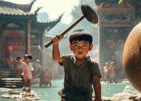 儿童故事司马光砸缸图片加文字；少儿故事司马光砸缸文字