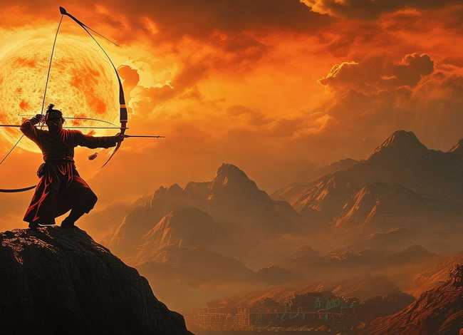 后羿射日儿童故事短篇50字、后羿射日的小故事50字