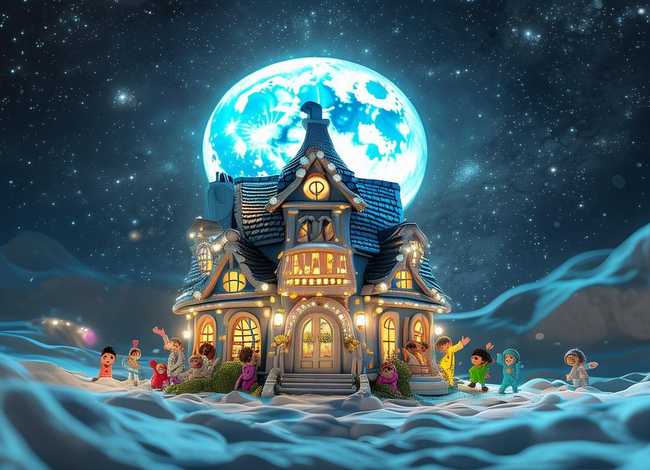 月亮上的家儿童故事 月亮上的家儿童画 月亮上的家儿童故事 月亮上的家儿童画