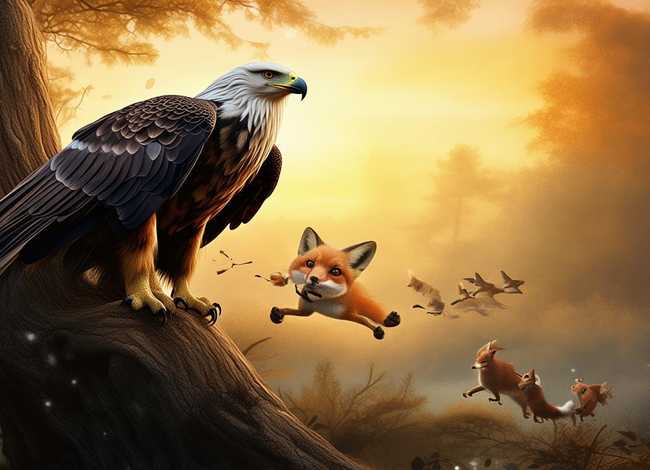 宝宝儿童睡前故事老鹰与狐狸（老鹰与狐狸的几段儿小故事）