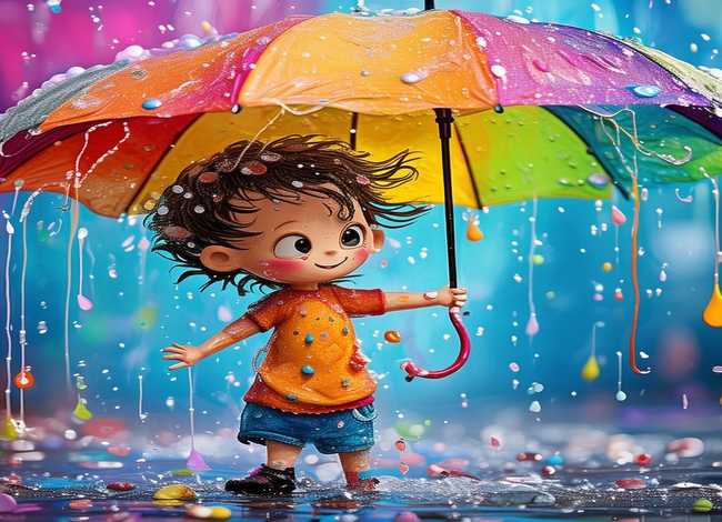 雨儿童画；雨的儿童画