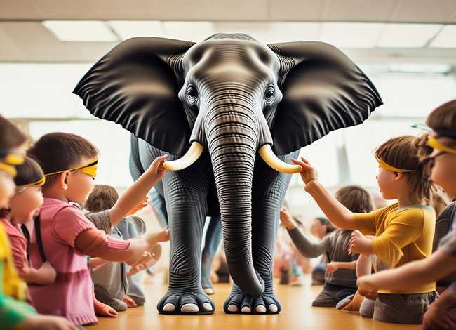 儿童故事盲人摸象课本剧，盲人摸象故事表演剧本