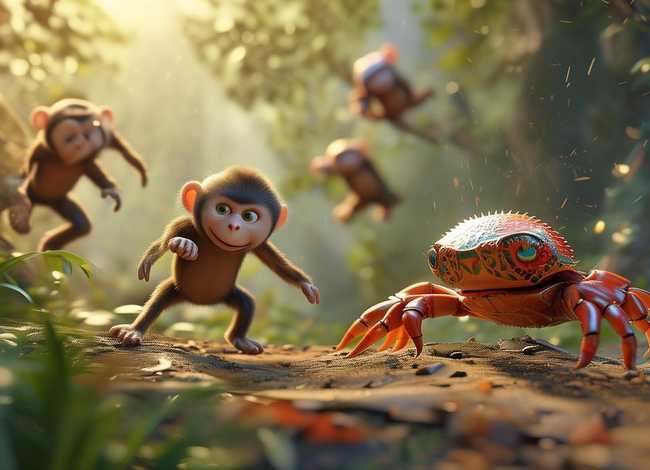 儿童故事蟹猴大战 猴子大战螃蟹故事 儿童故事蟹猴大战 猴子大战螃蟹故事