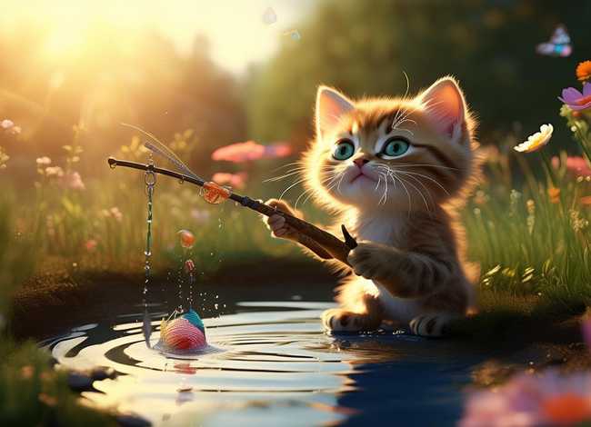 小猫钓鱼完整故事；小猫钓鱼完整故事图片 绘本