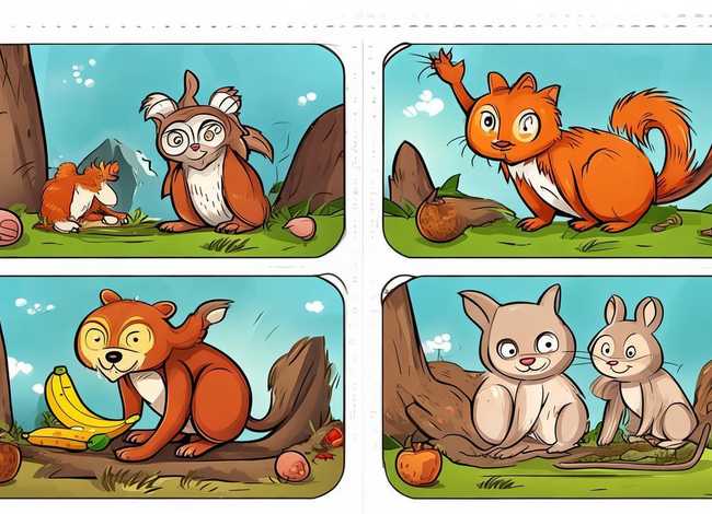动物故事连环画四格简单、动物故事连环画四格简单版