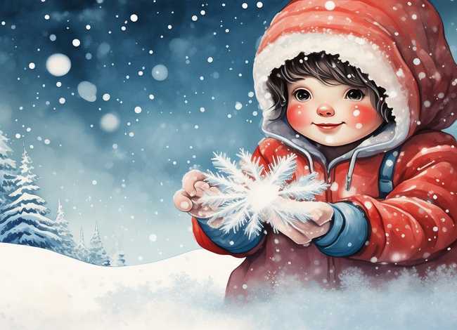 雪花儿童故事插图 雪花儿童插画