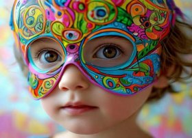 面具的儿童视频，面具儿童画图片