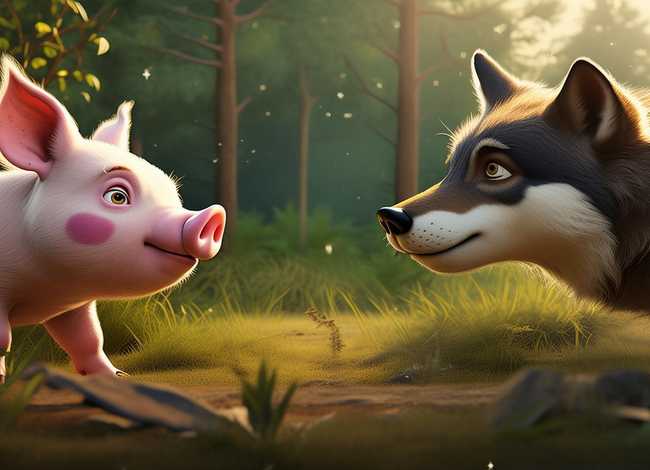 儿童故事野猪和狼的故事，小猪和野狼的故事