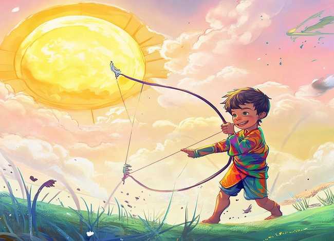 儿童后羿射日的绘画图片（儿童后羿射日的绘画图片怎么画）