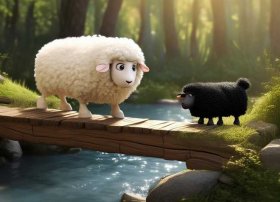 儿童故事黑羊和白羊过独木桥，白羊和黑羊过独木桥的故事二年级