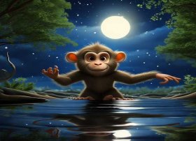 猴子捞月亮儿童睡前故事 幼儿睡前故事猴子捞月亮