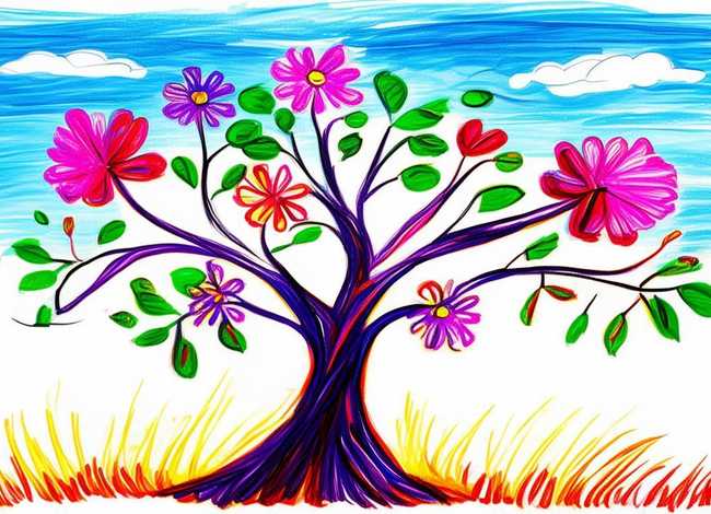 儿童画花树简笔画;儿童画花树简笔画图片 儿童画花树简笔画;儿童画花树简笔画图片