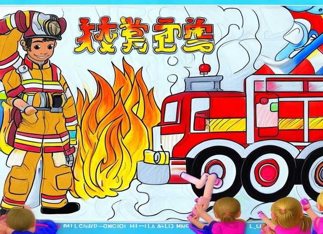 儿童消防填色画图片大全可打印免费 儿童消防画画图片大全 一等奖