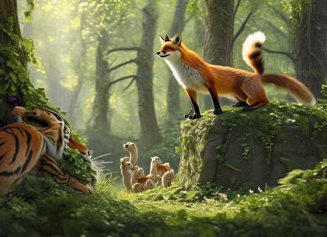 儿童成语故事狐假虎威英语慢速 - 狐假虎威成语故事英文