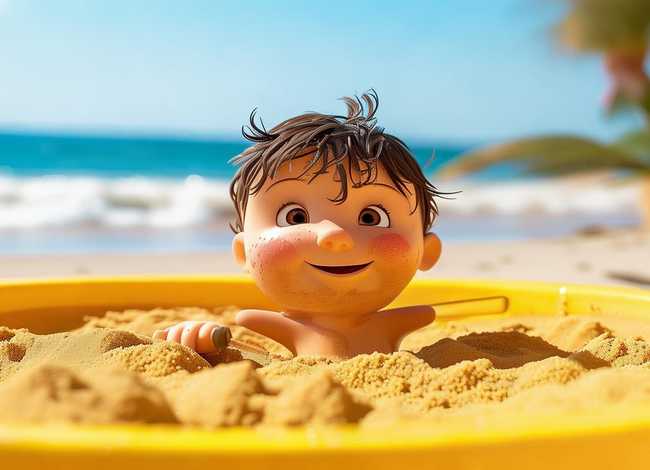 儿童玩沙子卡通图片，儿童玩沙子卡通图片可爱