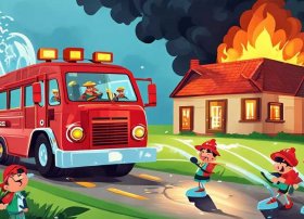 着火了消防车救火的故事 - 消防车救火的故事幼儿故事