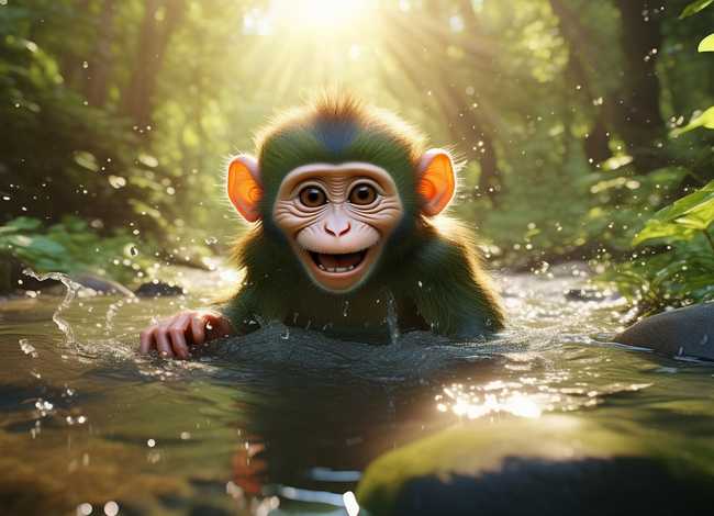 小猴子洗澡故事、小猴子洗澡故事图片