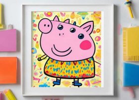 小猪佩奇儿童涂色画打印大图、小猪佩奇简笔画涂颜色 儿童画