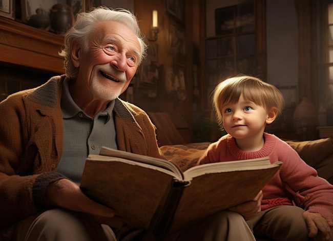 儿童讲故事的爷爷 - 爷爷讲故事的照片 儿童讲故事的爷爷 - 爷爷讲故事的照片