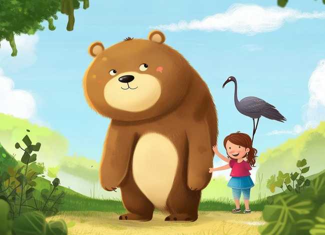儿童故事熊和鹤，熊和一个小女孩的故事