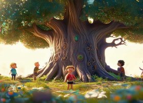 树爷爷的故事创意画儿童、幼儿故事树爷爷的故事