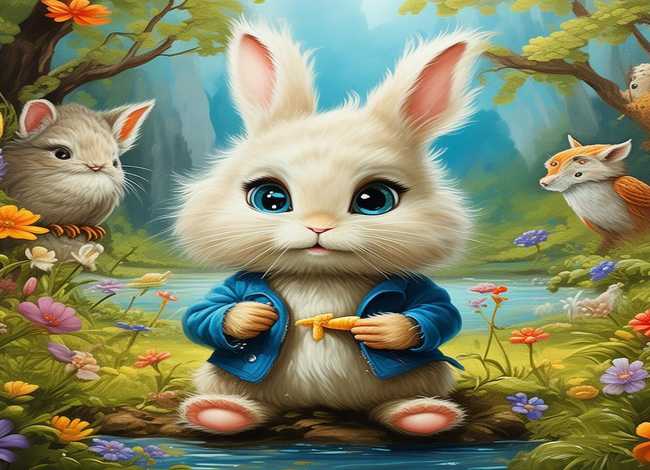 小白兔的故事儿童完整版图片，小白兔的故事绘画图片