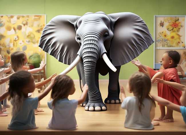 儿童故事盲人摸象课本剧，盲人摸象故事表演剧本