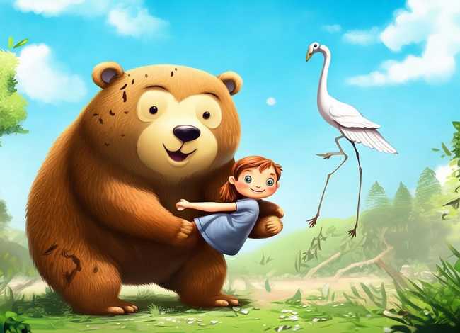 儿童故事熊和鹤，熊和一个小女孩的故事