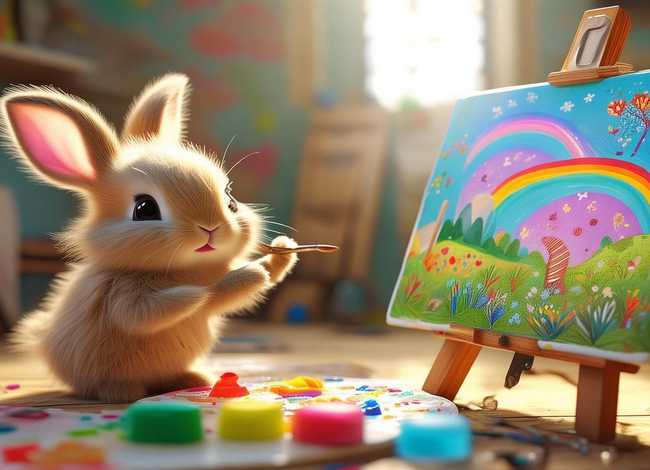 小兔子画画的故事、小兔子学画画的故事