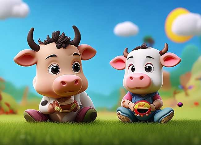 儿童故事对牛弹琴ppt背景图 - 对牛弹琴幼儿故事