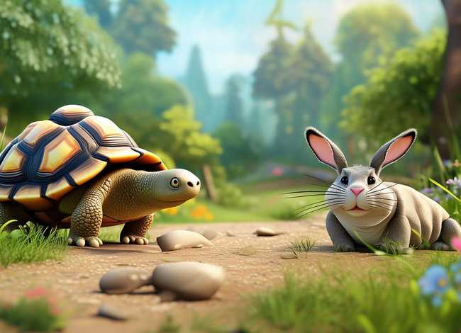 儿童漫画故事之龟兔赛跑 - 龟兔赛跑的故事漫画 儿童漫画故事之龟兔赛跑 - 龟兔赛跑的故事漫画