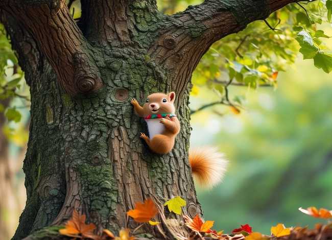 儿童画松鼠和大树、儿童画松鼠和大树图片