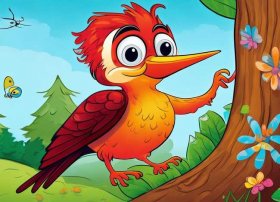 儿童啄木鸟故事动画片 啄木鸟的儿童画图片