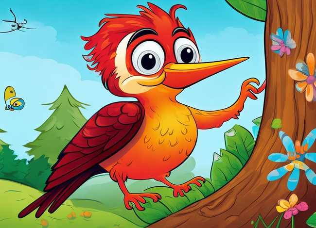 儿童啄木鸟故事动画片 啄木鸟的儿童画图片