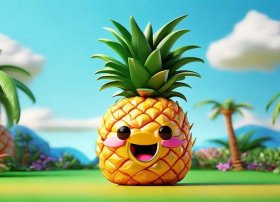 菠萝儿童画 - 菠萝儿童画加背景