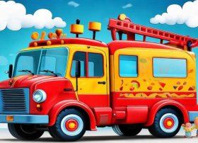 消防车儿童画，消防车儿童画图片