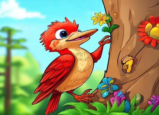 儿童啄木鸟故事动画片 啄木鸟的儿童画图片